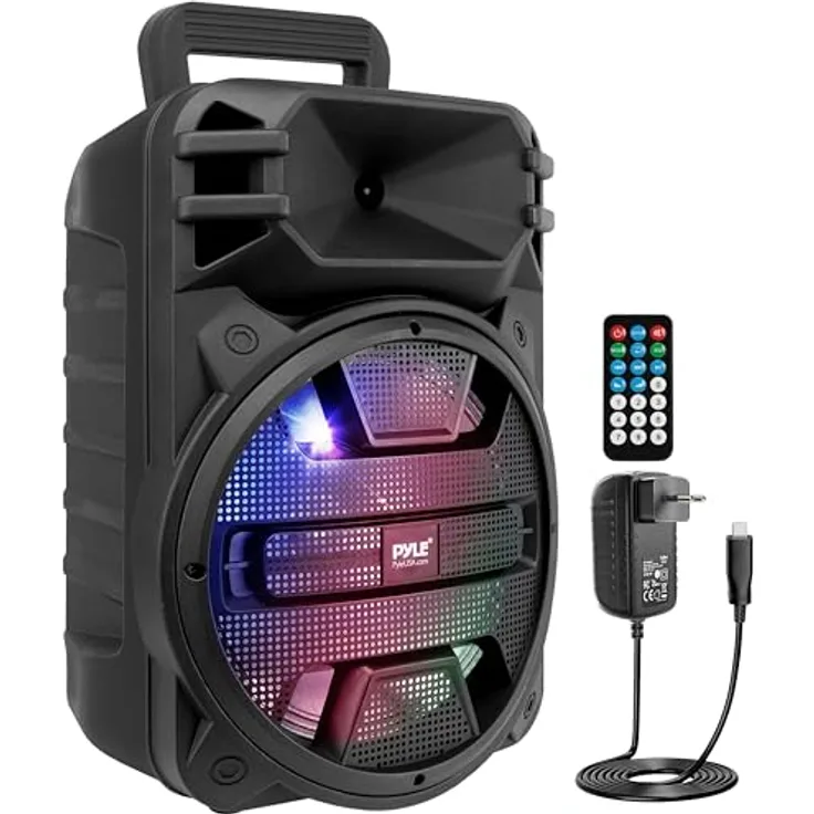 Pyle PPHP1243B, Bluetooth Musikbox mit 800W Leistung, integrierter DJ-LED-Beleuchtung, USB, MP3, SD und RCA Eingang