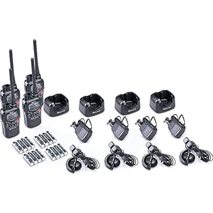 Midland G9 Pro Funkgeräte-4er Kofferset, c1385.05, 4X Walkie Talkies, wasserdicht und mit Notfallknopf, hochwertige Qualität mit sehr hoher Sendeleistung, schwarz, G9 Pro 4er Kofferset – Bild 3