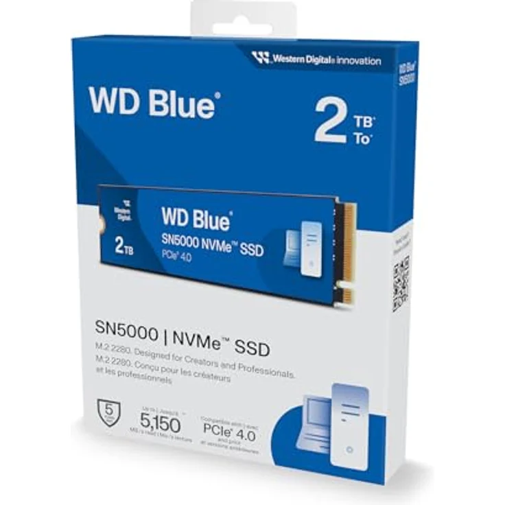 Western Digital WD Blue SN5000 NVMe SSD 2 TB interne SSD (Lesegeschwindigkeiten von bis zu 5.150 MB/s, 900 TBW, PCIe Gen 4) – Bild 4