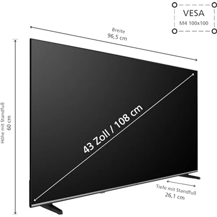 JVC VIDAA LT-43VDF5455, 43 Zoll Full HD Smart TV mit HDR, Triple-Tuner und LED, schwarz – Bild 3