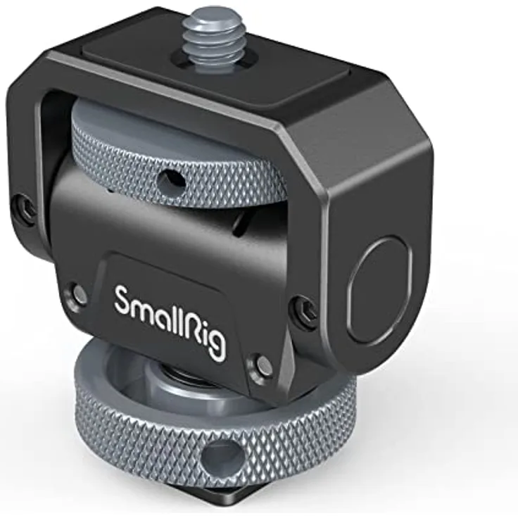 SMALLRIG Kamera Monitor Mount Lite mit Cold Shoe Adapter, 360° schwenkbar und 180° neigbar Halterung für Feldmonitor, LED, Max. Tragfähigkeit bei 90° Neigung 3,2 kg – 3809
