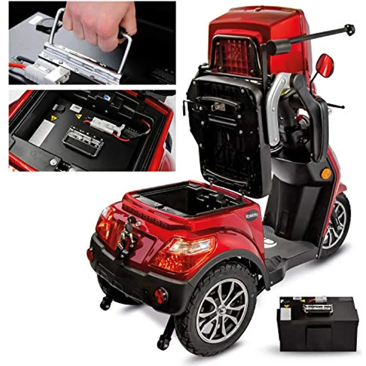 Rolektro E-Trike 25 V.3 Pro Dreirad Rot - 1000W Elektromobil - 70km Reichweite - herausnehmbarer Lithium Akku - Seniorenmobil mit Straßenzulassung – Bild 5