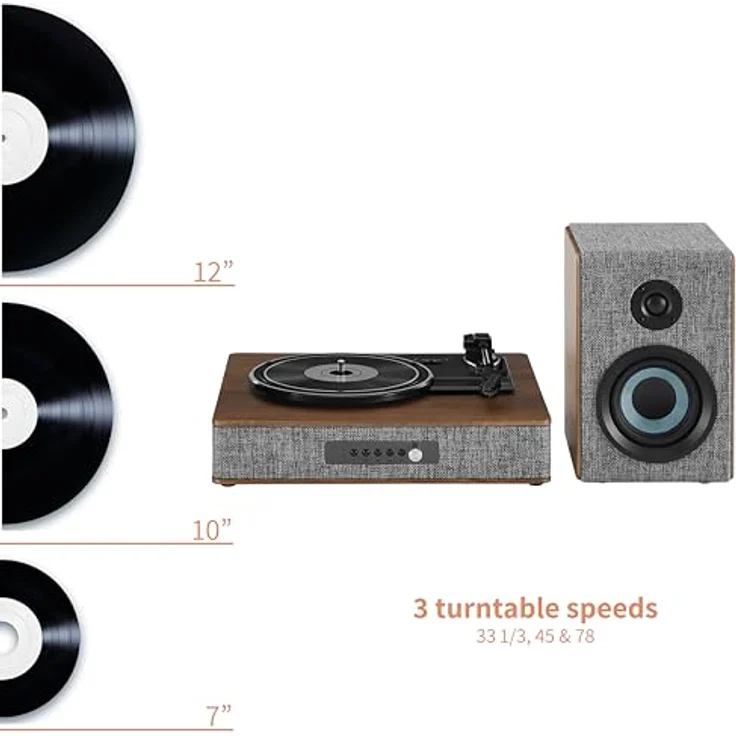 Crosley Aria Plattenspieler Grau, 3-Gang mit Bluetooth, FM-Radio und integrierten Lautsprechern – Bild 4