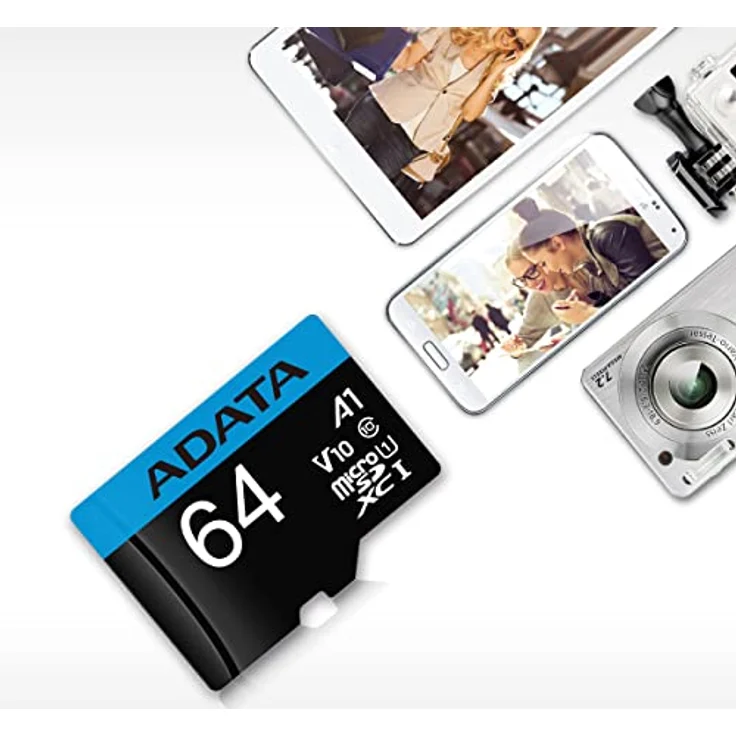 ADATA 64GB, microSDHC, Class 10 Speicherkarte Klasse 10 UHS-I - Speicherkarten (microSDHC, Class 10, 64 GB, MicroSDHC, Klasse 10, UHS-I, 85 MB-s, Schwarz, Blau) – Bild 2