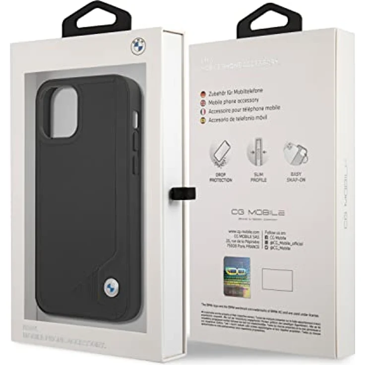 BMW Leather Deboss Case für iPhone 12 Pro Max, hochwertige Handytasche aus synthetischem Leder mit flexiblem TPU-Rahmen, schwarz – Bild 8