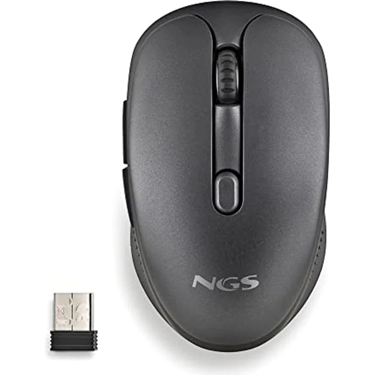NGS EVO RUST BLACK - Wiederaufladbare kabellose Maus 2,4 GHz für Computer/Laptop/MacBook/PC/Mac/iPad/Tablet, Silent Keys, 3 einstellbare dpi-Stufen: 800/1200/1600. Entwickelt für Rechtshänder, Schwarz