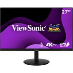 ViewSonic VG2708-4K Ergonomischer 27 Zoll 4K UHD-Monitor mit HDR 10, Dual-HDMI und DisplayPort - SuperClear IPS-Panel, schwarz