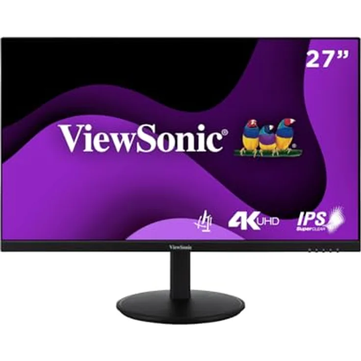 ViewSonic VG2708-4K Ergonomischer 27 Zoll 4K UHD-Monitor mit HDR 10, Dual-HDMI und DisplayPort - SuperClear IPS-Panel, schwarz