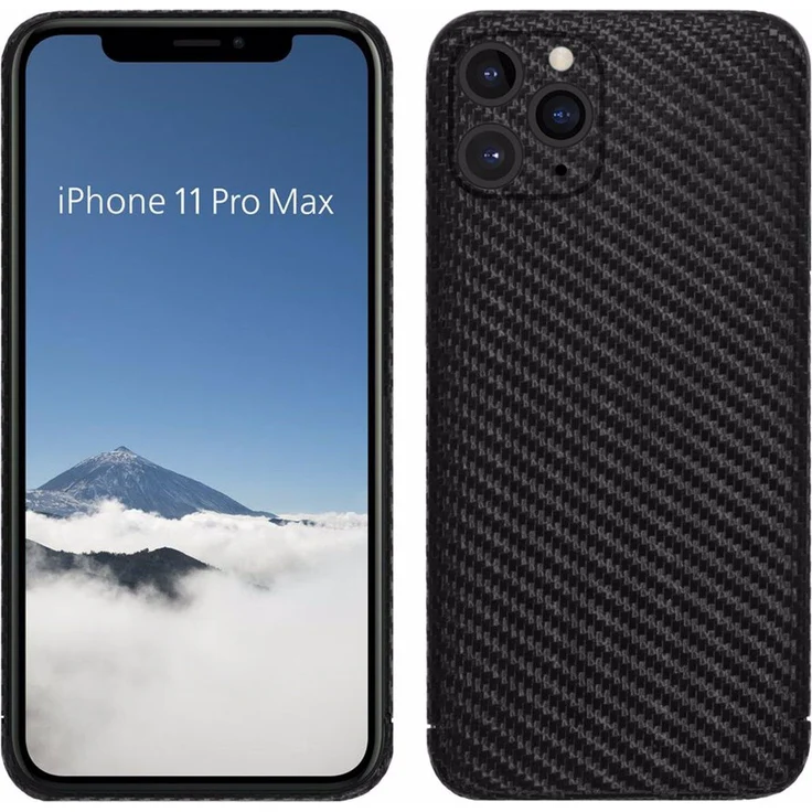 Viversis Carbon Hülle für Apple iPhone 11 Pro Max, extrem robuster Schutz aus Carbon, Schwarz