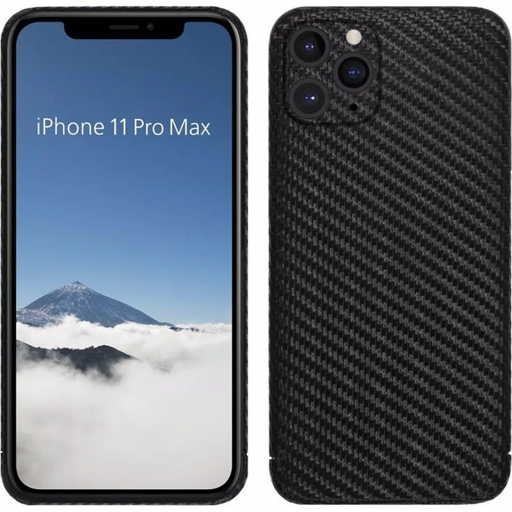 Viversis Carbon Hülle für Apple iPhone 11 Pro Max, extrem robuster Schutz aus Carbon, Schwarz
