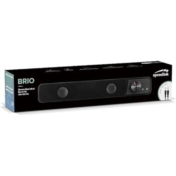 Speedlink BRIO Stereo Soundbar – Computer-Soundbar, exzellente Audioqualität, 12 Watt, 2x 3,5mm-Klinkenstecker Anschluss, USB A Stecker, Lautstärkeregler, Kopfhörer- & Mikrofonbuchse, schwarz – Bild 5