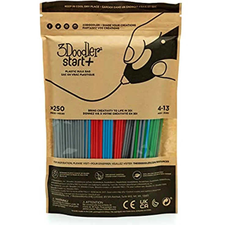 3Doodler Start 3D-Druck-Filament-Nachfüllbeutel, über 380 m, 250 Stränge, für Kinder ab 6 Jahren, Primary Pow – Bild 2