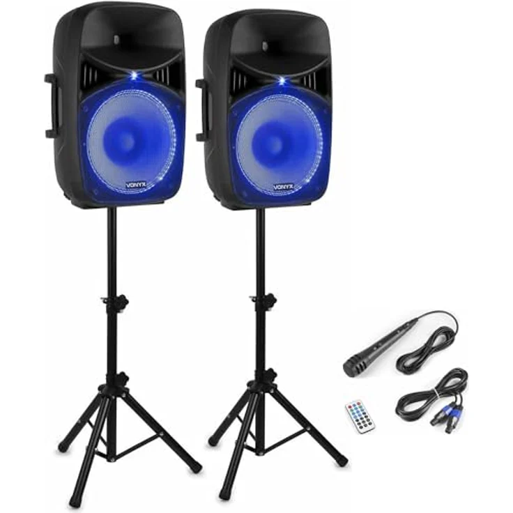Vonyx VPS152A Plug & Play 1000W Lautsprecher-Set mit Ständern – Bild 2