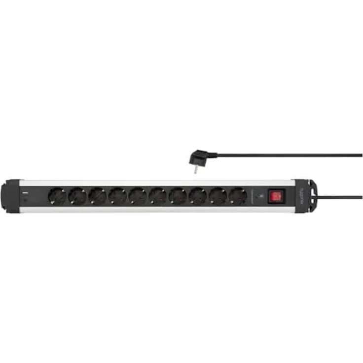 Sygonix SY-6807136 Überspannungsschutz-Steckdosenleiste 10-fach, schwarz/silber mit USB-A und USB-C Ladeanschlüssen, 12kA Überspannungsschutz und Master EIN/AUS-Schalter – Bild 2