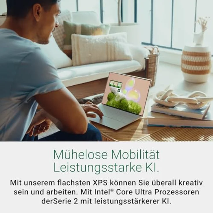 Dell XPS 13 (9350) Laptop Copilot+ 13.4" FHD+ 120Hz, Intel Core Ultra 7 Series 2 Intel - Evo Edition, Intel Arc, 32GB RAM, 1TB SSD, Windows 11 Home, Deutsch QWERTZ Backlit Keyboard, Platin – Bild 2
