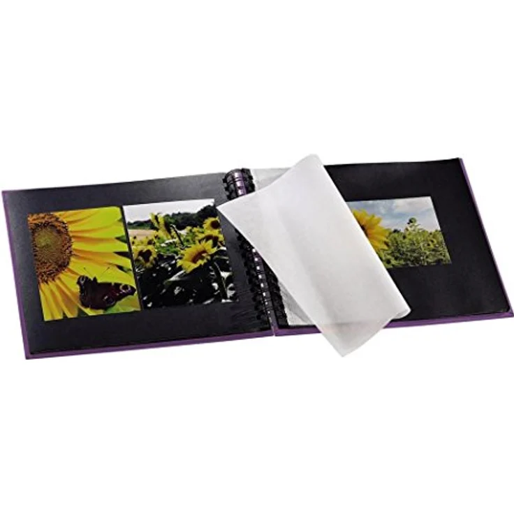 Hama Fotoalbum, 28 x 24 cm, 50 schwarze Seiten, 25 Blatt, mit Ausschnitt für Bildeinschub, Fotobuch lila – Bild 6