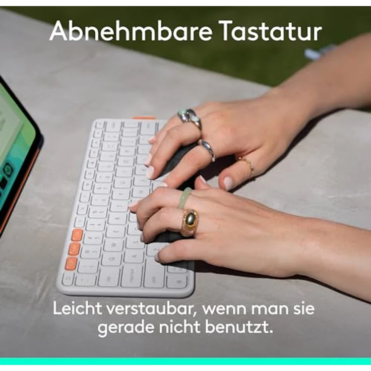 Logitech Flip Folio Tastatur-Case für iPad Pro und Air 13 Zoll, Bluetooth, integriertes Touchpad, hellgrau – Bild 4