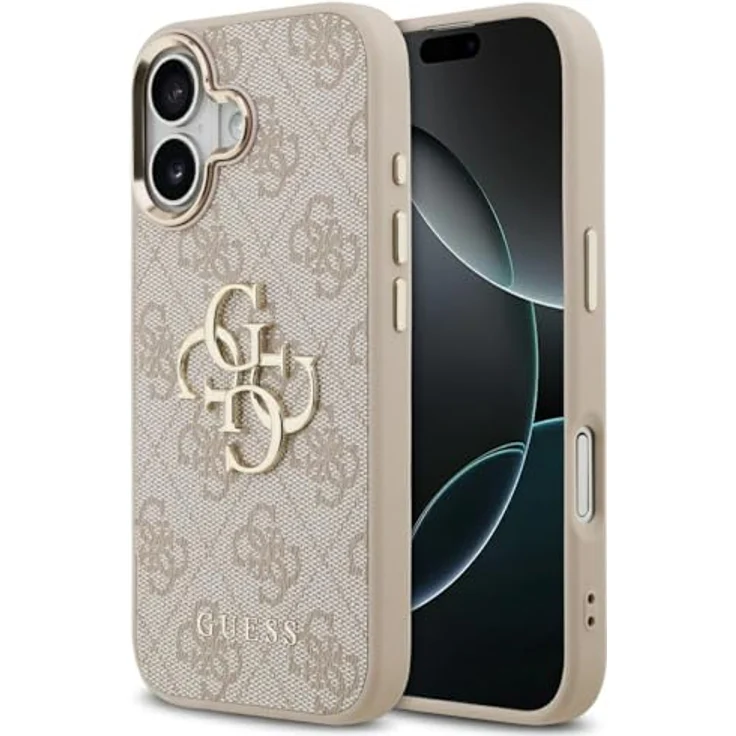 CG MOBILE Guess 4G Groß 4G Klassiker Logo Schutzhülle für iPhone 17, Kunstleder/TPU/PC, Pink/Gold – Bild 1