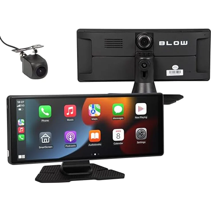 BLOW Kabellose CarPlay 5.0 Multimedia-Station mit Videorekorder, Rückfahrkamera und 10,1 cm Display – Bild 1