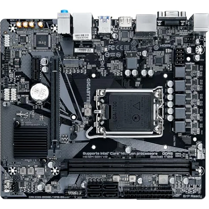 Gigabyte H610M S2H V2 Motherboard - Unterstützt Intel Core 14th CPUs, 4+1+1 Hybrid Phasen Digital VRM, bis zu 5600MHz DDR5, 1xPCIe 3.0 M.2, GbE LAN, USB 3.2 Gen 1 – Bild 4