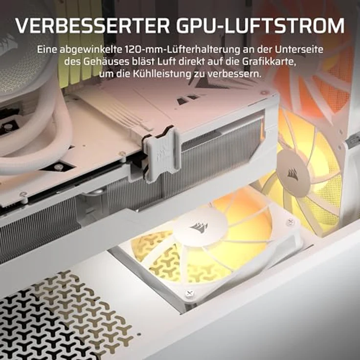 CORSAIR 3200D RS ARGB Mid-Tower ATX PC-Gehäuse, 3x RS120 ARGB PWM-Lüfter, GPU-Anti-Sag-Stabilisierungsarm, USB-Typ-C, Weiß – Bild 4