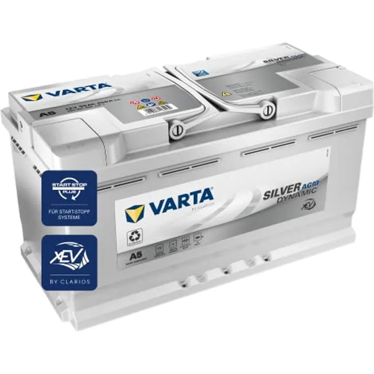VARTA A5 Silver Dynamic AGM 12V 95Ah 850A Autobatterie für Start-Stop-Systeme, auslaufsicher und rüttelfest