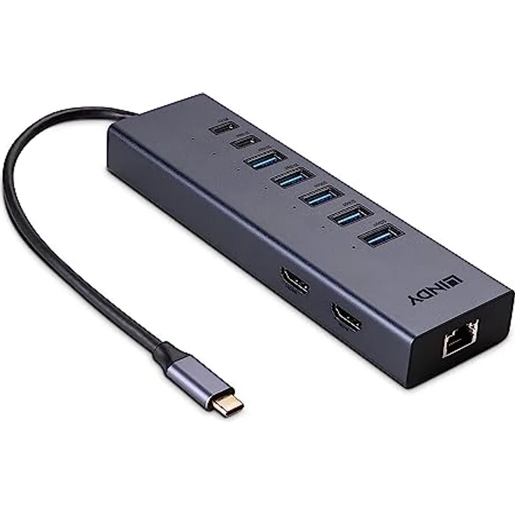 LINDY 43373 DST-Mini Duo, USB C Laptop Mini Dockingstation 2X 4K HDMI