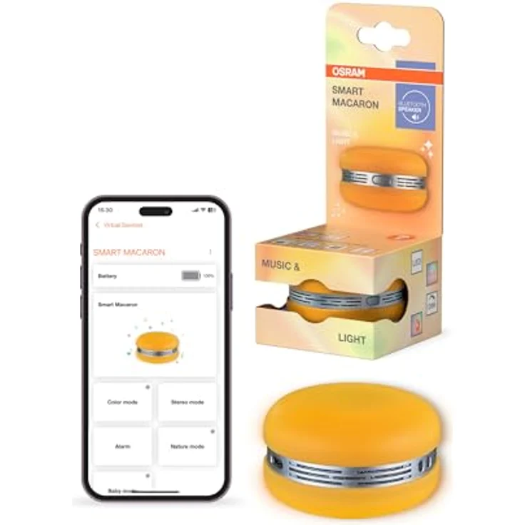 Osram Smart Macaron, Bluetooth-Lautsprecher mit RGB-Dreh-Farblicht, Musik-Sync & APP-Steuerung – Bild 1