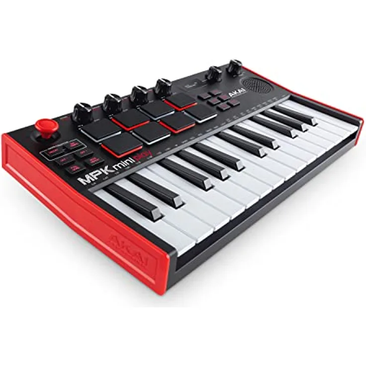 AKAI Professional MPK Mini Play MK3 - MIDI Keyboard Controller mit eingebautem Lautsprecher und Sounds, dynamische Klaviatur, MPC Pads und Software