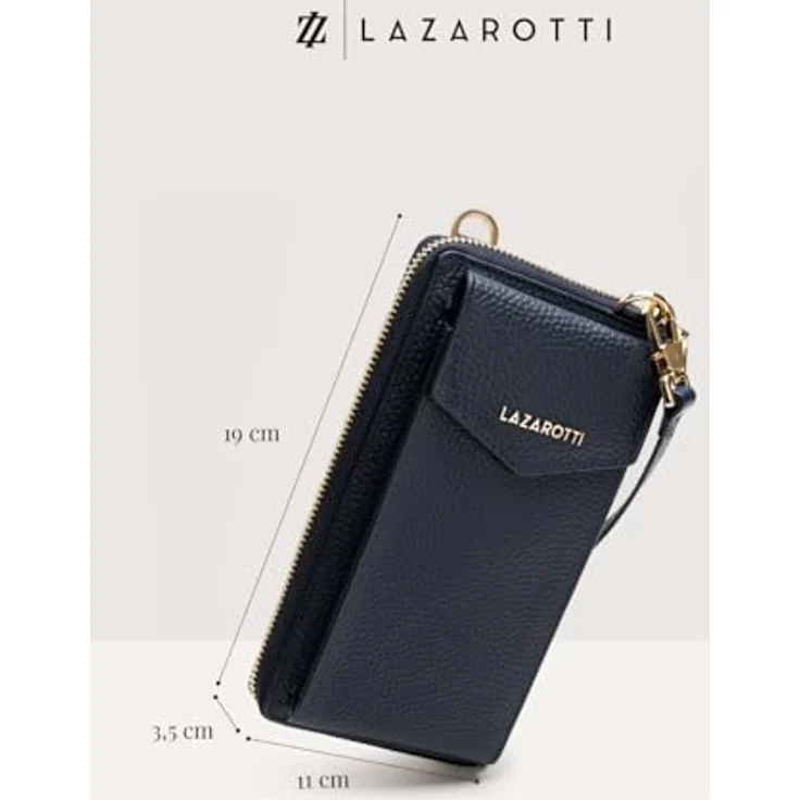 Lazarotti Bologna Leather Handytasche, 100% Leder, 11 cm x 3.5 cm x 19 cm, blau – Bild 5