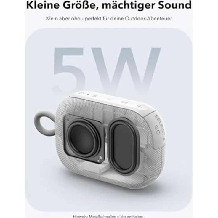 soundcore Anker Select 4 Go Bluetooth Lautsprecher, portabler Mini-Lautsprecher, 20h Akkulaufzeit, IP67 wasser- und staubfest, schwimmfähig, kraftvoller 5W Sound, für drinnen, draußen & Wandern – Bild 3