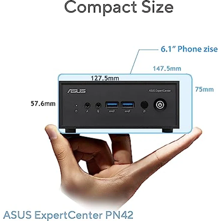 Asus PN42-SN004AV Mini-PC, Intel N-series N100, 4 GB DDR4-SDRAM, 128 GB SSD, Windows 11 Pro, Schwarz – Bild 4