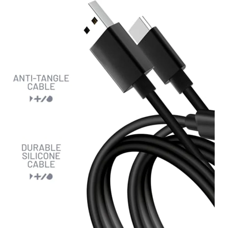 Stealth Silikon Ladekabel, Doppelpack (2x 2m), 1x USB-A -> C & 1x USB-C -> C, flexibel, schwarz – Bild 5