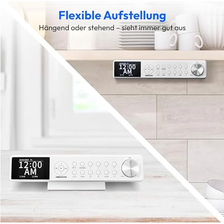 MEDION P66750 Küchen Unterbauradio (DAB+ Küchenradio, PLL UKW Radio, dimmbares TFT Farbdisplay, Koch Timer, Bluetooth, LED Leiste, inkl. Montagematerial) weiß – Bild 5