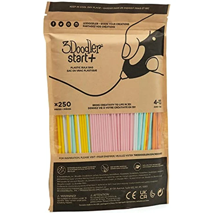 3Doodler Start+ Eco, 3D Filament Set (2.50 mm, 250 g) in Gelb, Türkis, Orange, Weiss - Biologisch abbaubare Nachfüllpatronen für Kinder – Bild 2