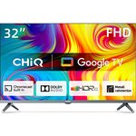 CHIQ L32H8CG 32 Zoll TV, Smart TV, FHD, Metallrahmenlos, HDR10&HLG, Triple Tuner(DVB-T2/S2/C), Google Play, 1.5G RAM+8G ROM, Chromecast, 2.4/5G WiFi, Google Assistant, HDMI, USB, CI, Kopfhörer