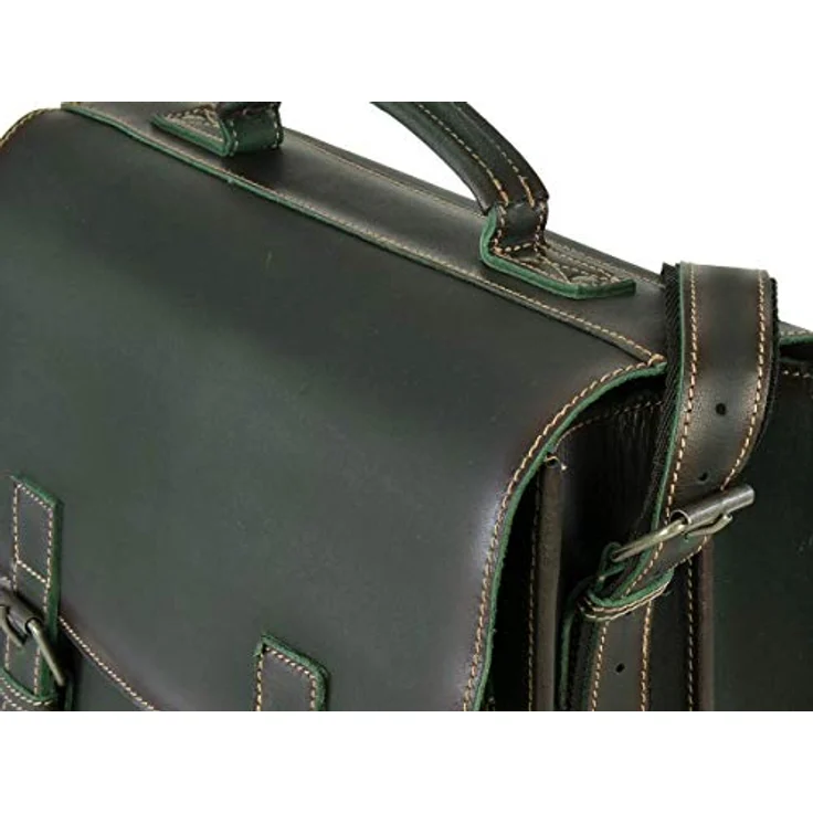 Greenburry Aktentasche Leder Schultasche XL Lehrertasche Tasche New Buffalo grün Damen Herren Schule Uni Arbeit – Bild 2