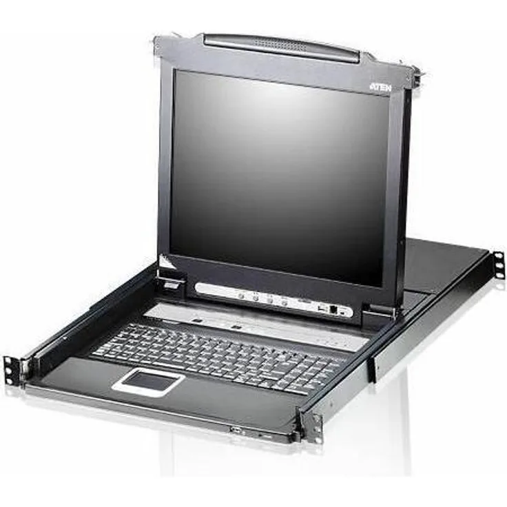 Aten CL5708N 1U KVM-Switch, 8-Port mit 19" LCD-Bildschirm und Hot-Swap-Funktion, Schwarz