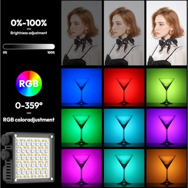 ULANZI L090 RGB-Videoleuchte, LED-On-Kamera-Videoleuchte mit 5000 mAh Akku, 360 Vollfarb-20 Lichteffekten, CRI≥95, Farbtemperatur 2500-9000 K für Fotografie-Vlogging – Bild 3