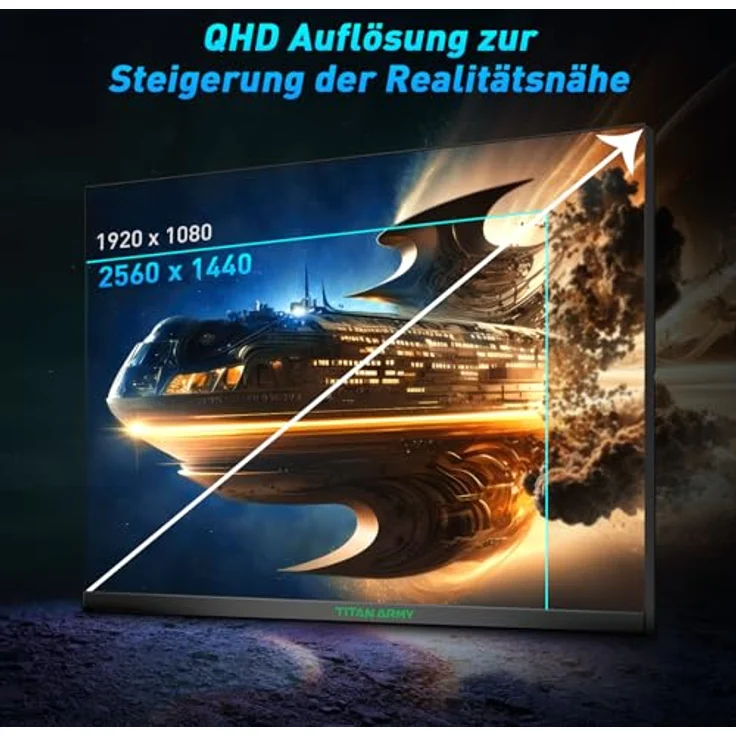 TITAN ARMY P32A2S2 Gaming Monitor, 32 Zoll, 240Hz 1440P QHD, Fast IPS, 1ms GTG, Adaptive-Sync, HDR400, 97% DCI-P3, Low Blue Light, Verstellbarer Ständer, DP & HDMI x2 – Bild 4