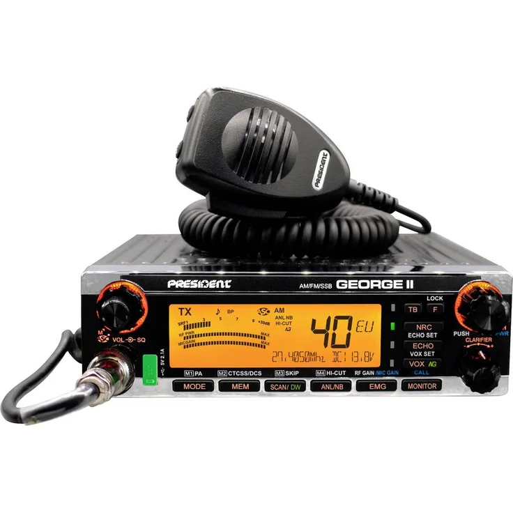 President GEORGE II, AM/FM/SSB CB-Funkgerät mit XL-Display, 12 Watt Sendeleistung und umfangreichen Funktionen