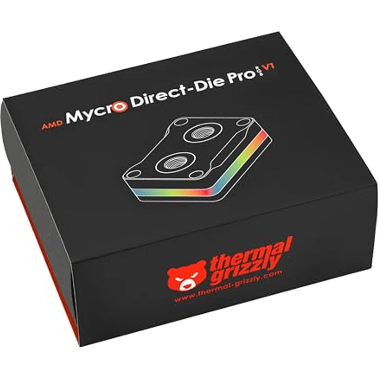 Thermal Grizzly AMD Mycro Direct-Die Pro RGB V1 Wasserkühler für AMD Prozessoren - Ersetzt Steckdosen-Aktivierungsmechanismus - CNC-gefräste POM-Abdeckung - G1/4" Anschlüsse, mit optimierter Mikrofinstruktur und ARGB-Beleuchtung – Bild 5