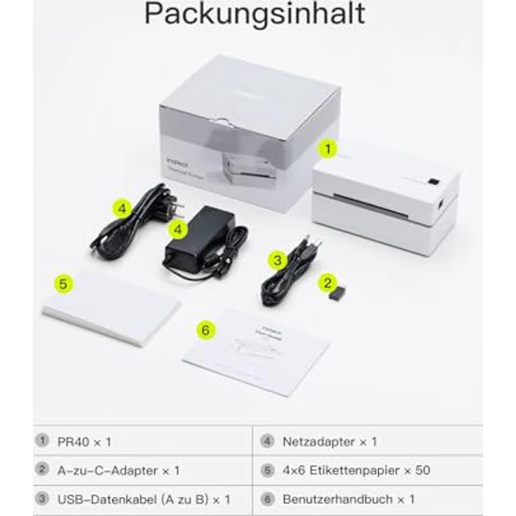 Inateck Bluetooth Thermo-Etikettendrucker, 4x6 Versandetikettendrucker mit schnellem Druck von 150 mm/s, USB und App-kompatibel für iOS und Android – Bild 8