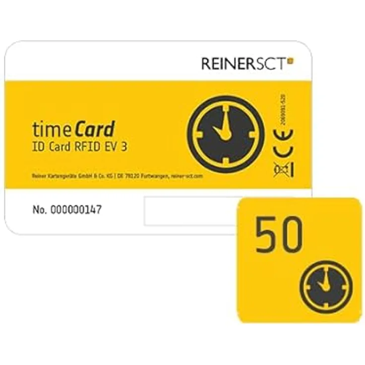 REINER SCT timeCard Premium Chipkarte 50 DES, Scheckkartenformat, 8K Speicher, weiß/gelb/schwarz