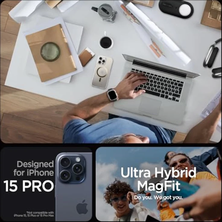 Spigen Ultra Hybrid MagFit Hülle [Anti-Yellowing] für iPhone 15 Pro -Gold – Bild 2