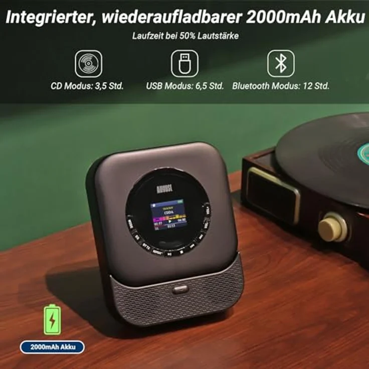 August SE15B MP3-Player, Schwarz, Bluetooth 5.3, CD-Player und AUX-Lautsprecher mit Fernbedienung – Bild 6