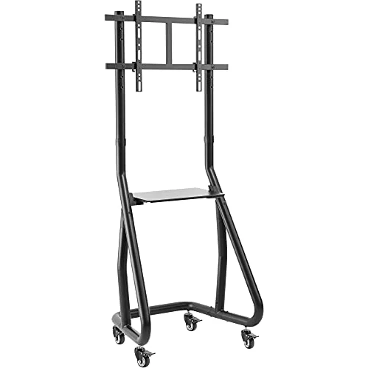 InLine TV-Wagen (80", 80 kg), Schwarz, Ständer für LED TV bis 80 Zoll, Höhenverstellbar, Diebstahlsicherung, Zusätzliche Ablage – Bild 2