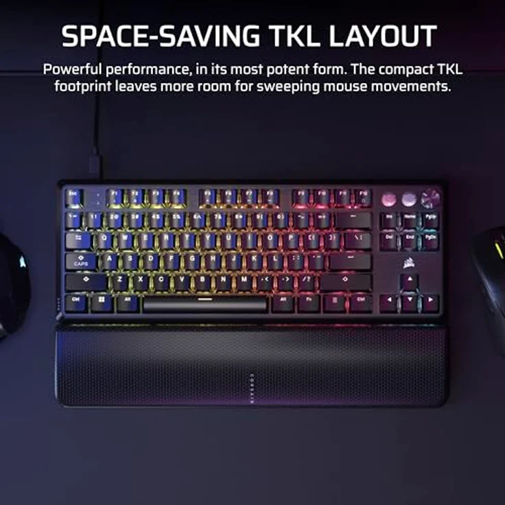Corsair K70 PRO TKL RGB Magnetisch-Mechanisch verkabelte Gaming-Tastatur – Vorgeschmierte MGX Hyperdrive Switches – Hall-Effect-Rapid Trigger – 8000 Hz Hyper-Polling – QWERTY NA – Schwarz – Bild 3