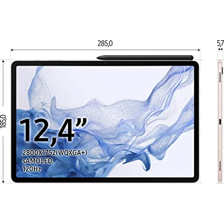Samsung Galaxy Tab S8+, 12,4 Zoll, 256 GB interner Speicher, 8 GB RAM, 5G, Android Tablet inklusive S Pen, Silver, inkl. 36 Monate Herstellergarantie – Bild 2