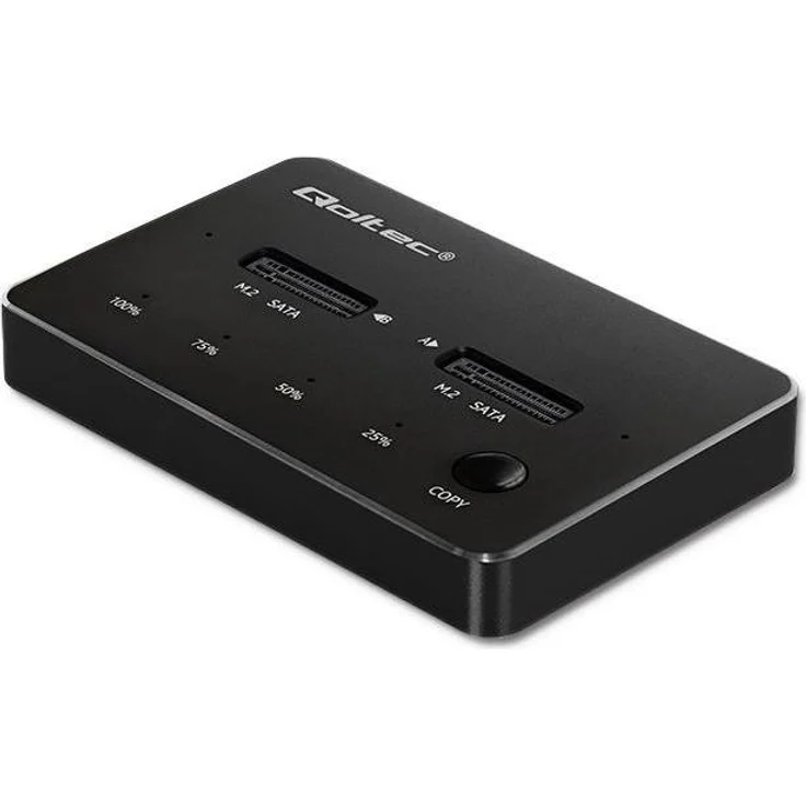 Qoltec 50310 Drive Docking Station, Unterstützung für M.2 SSDs (22110, 2242, 2280, 2260, 2230), 6 Gbit/s, Aluminium-Gehäuse, schwarz, bis zu 4 TB Speicher